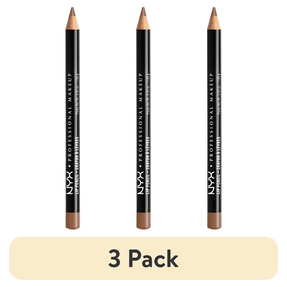 (3 pack) NYX Professional Makeup Slim Lip Pencil, Long-Lasting Creamy Lip Liner, Nude Beige, 0.035 oz