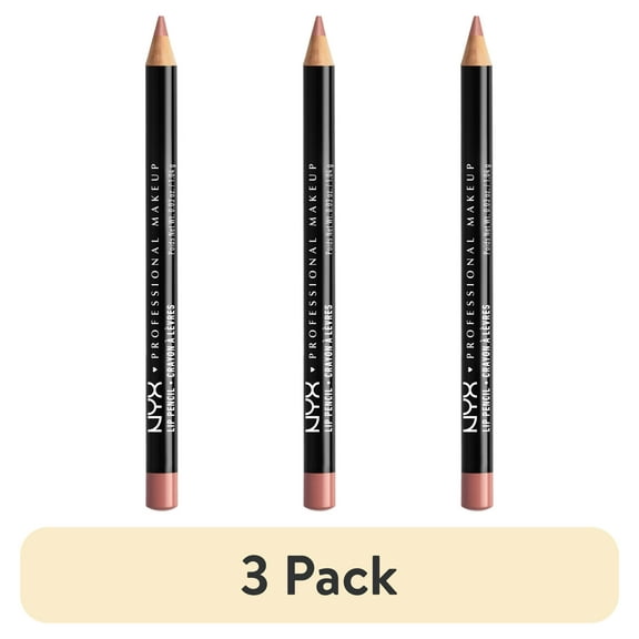 (3 pack) NYX Professional Makeup Slim Lip Pencil, Long-Lasting Creamy Lip Liner, 858 Nude Pink, 0.035 fl oz