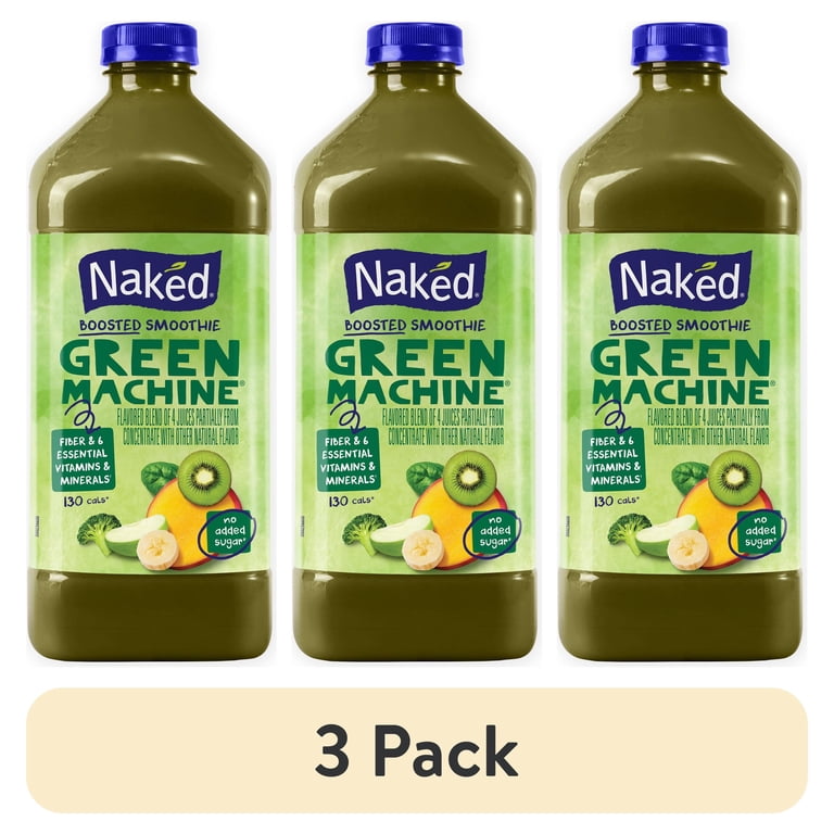 3 pack) Naked Juice Green Machine Flavored 100% Juice Smoothie