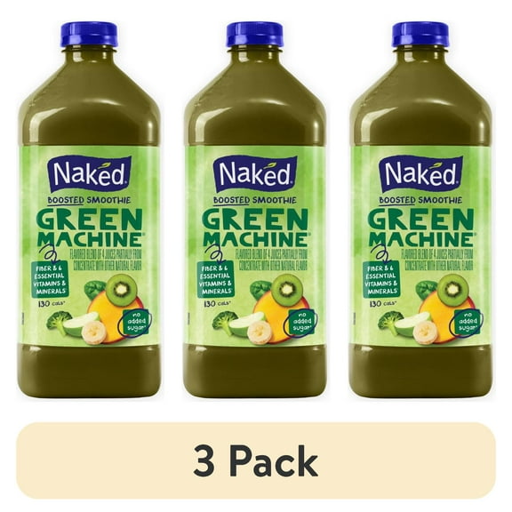 (3 pack) Naked Boosted Smoothie Green Machine, 64 fl oz Bottle