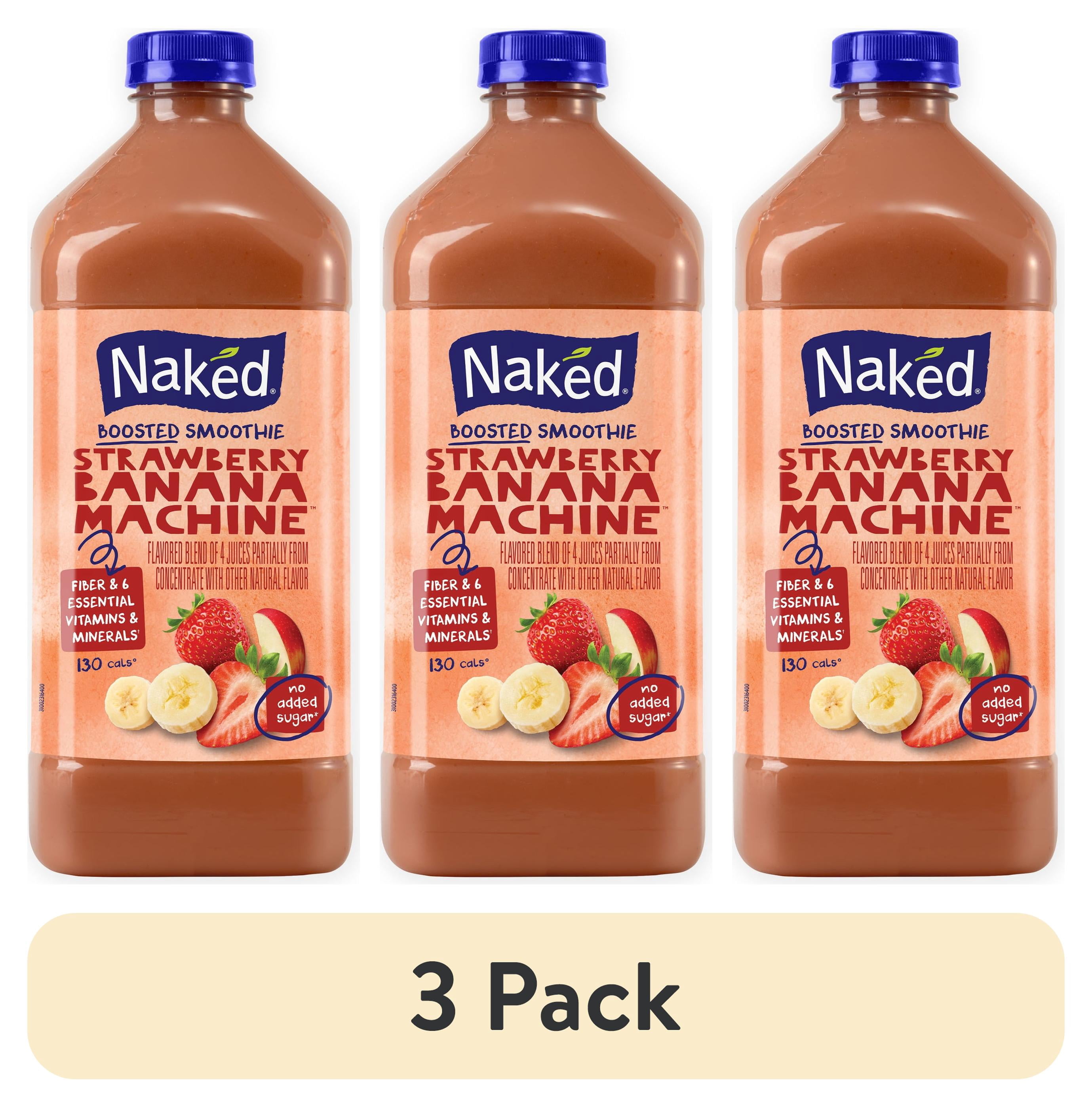 (3 pack) Naked Boosted Smoothie Strawberry Banana Machine, 64 fl oz Bottle