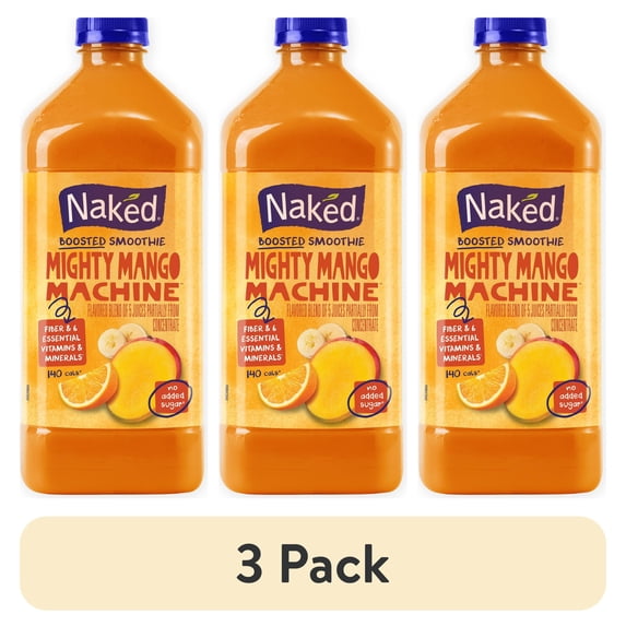 (3 pack) Naked Boosted Smoothie Mighty Mango Machine, 64 fl oz Bottle