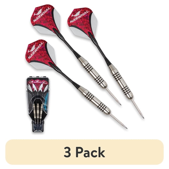 (3 pack) Narwhal Tournament Steel Tip Dart Set for Bristle Dartboards, 22g, 7 in. - 3 Pack with Carry Case