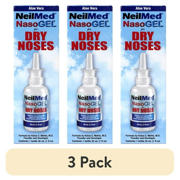 (3 pack) NasoGel Water Soluble Saline Nasal Gel Spray for Dry Noses by NeilMed - 1 fl.oz.- 30 ml