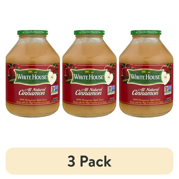 (3 pack) White House All-Natural Cinnamon Applesauce, 48 oz Jar