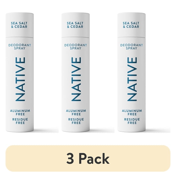 (3 pack) Native Deodorant Spray Sea Salt & Cedar, 3.5oz