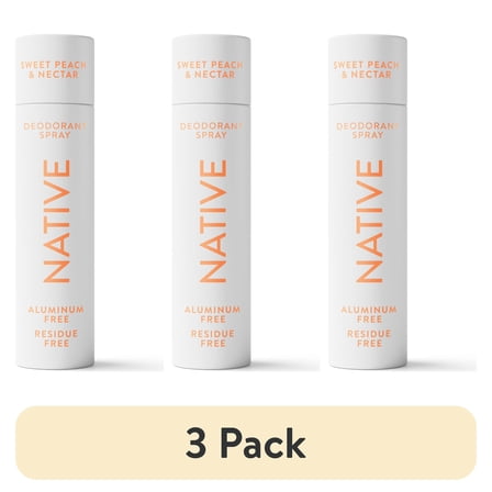(3 pack) Native Deodorant Spray Sweet Peach & Nectar, 3.5oz