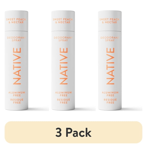 (3 pack) Native Deodorant Spray Sweet Peach & Nectar, 3.5oz