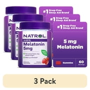3 pack Natrol  5mg Melatonin Gummies, Sleep Support for Adults, 60 Strawberry-Flavored Gummies, 30 Servings