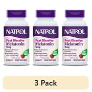 3 pack Natrol  Sleep Melatonin Fast Dissolve Tablets, Nighttime Sleep Aid, Strawberry Flavor, 5mg, 90 Count