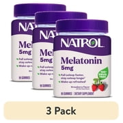 3 pack Natrol  Melatonin Gummies, Sleep Support for Adults, Strawberry Flavor, 5mg, 90 Count