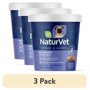 3 pack NaturVet No Scoot Stool & Bowel Supplement for Dogs, Hickory Smoked Bacon Flavor, 60 Count