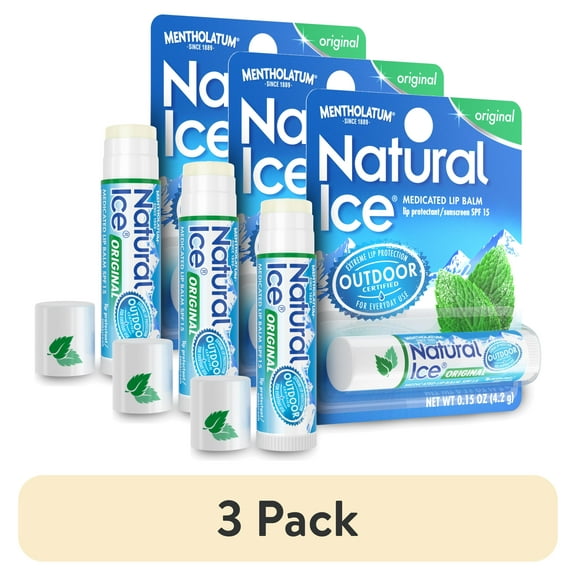 (3 pack) Natural ice Original Flavor SPF 15 Medicated Lip Protectant/Sunscreen