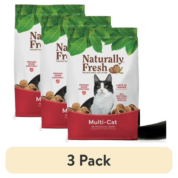(3 pack) Naturally Fresh Multi-Cat Eco-Friendly Walnut Shell Cat Litter, 26 lb.