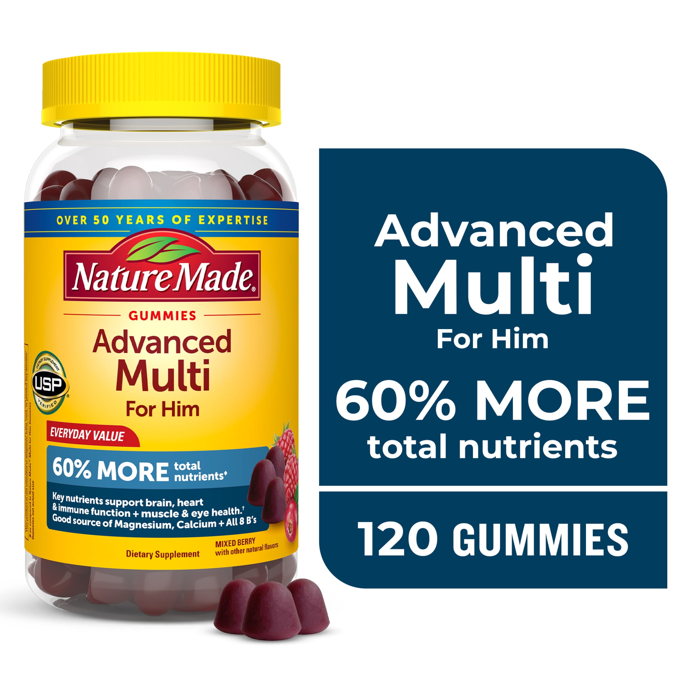(3 pack) Nature Made Advanced Multivitamin Gummies For Men with Magnesium, Calcium & B Vitamins, 120 Ct to Support General Wellness for Men