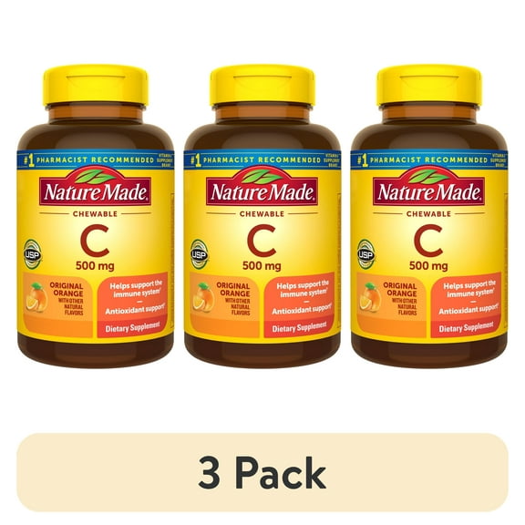 (3 pack) Nature Made Chewable Vitamin C 500 mg Tablets, Dietary Supplement, 70 Count