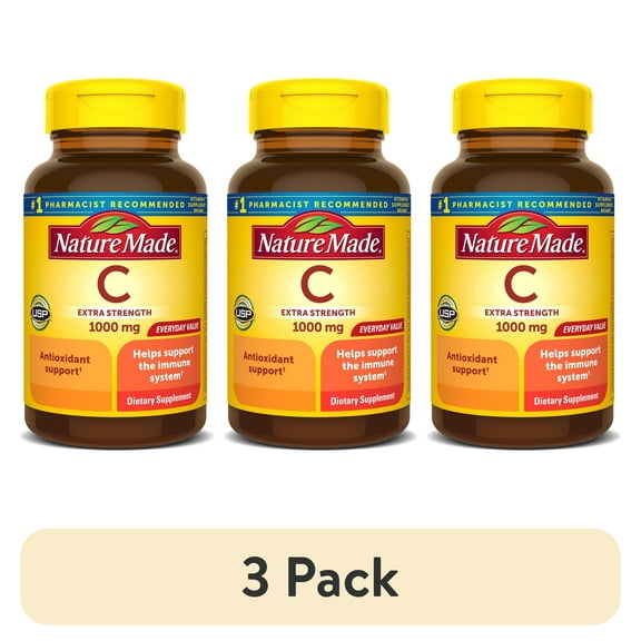 (3 pack) Nature Made Extra Strength Vitamin C 1000 mg Tablets, Dietary Supplement, 105 Count