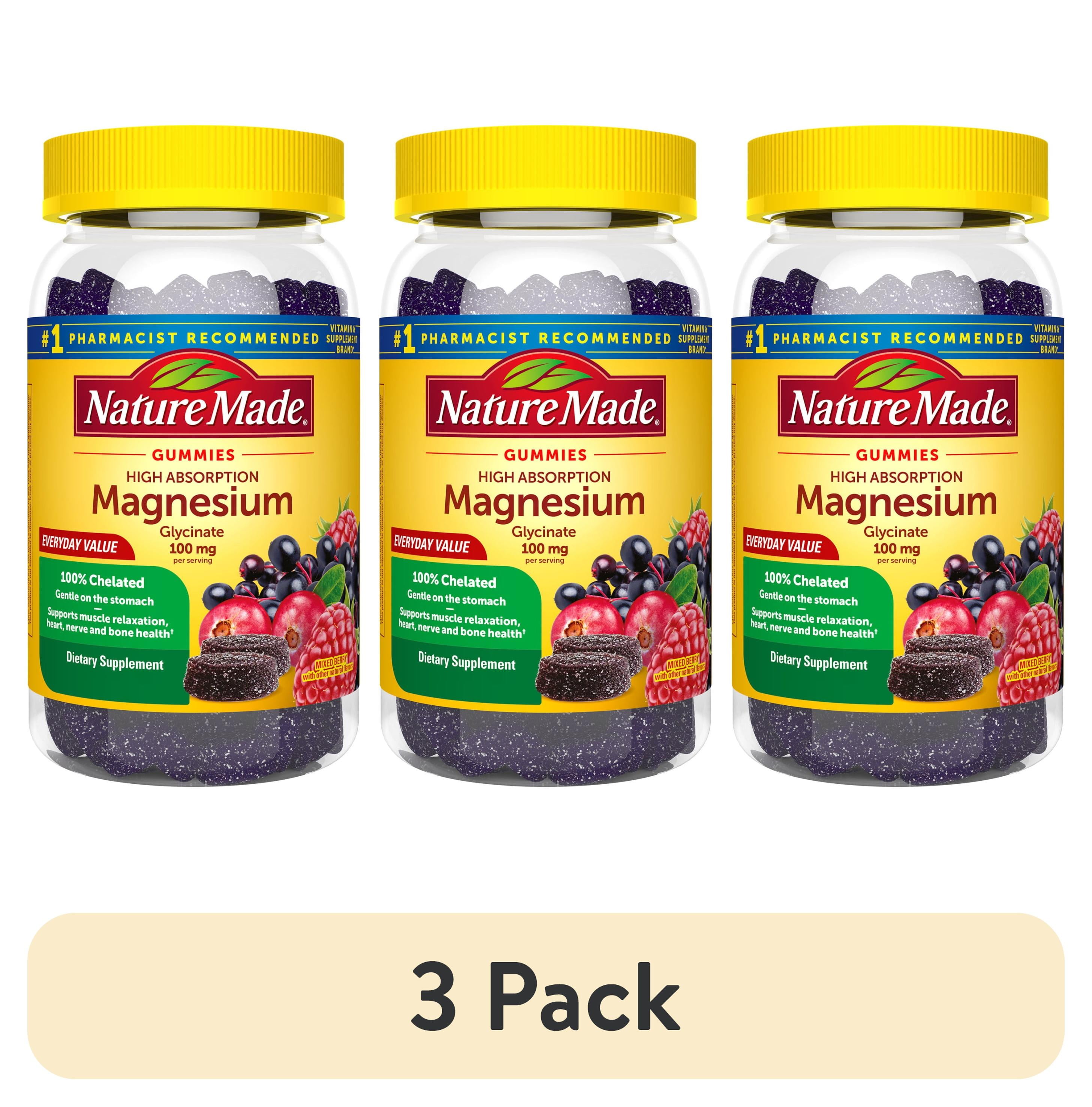 3 pack) Nature Made High Absorption Magnesium Glycinate Bone