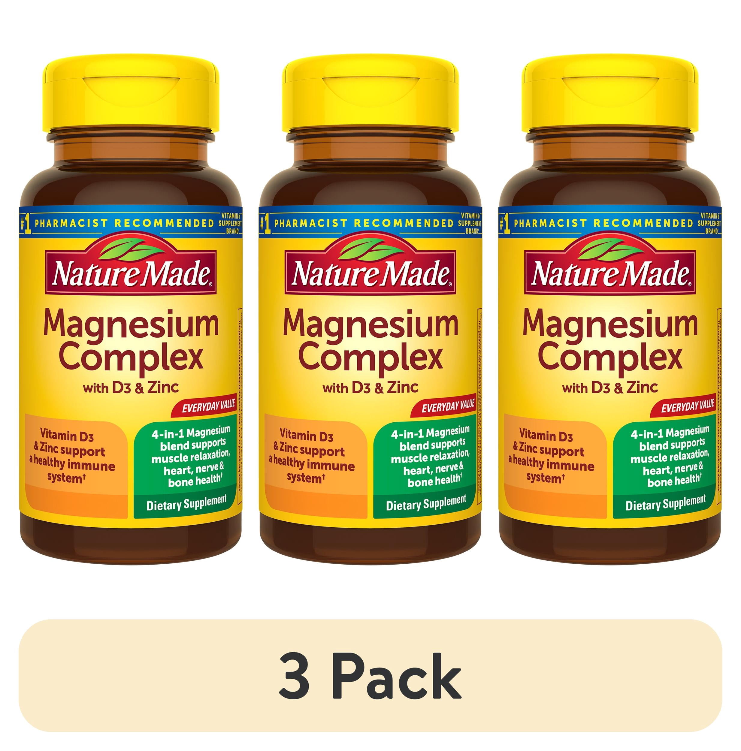 (3 pack) Nature Made Magnesium Complex Supplement with Vitamin D & Zinc Capsules, 90 Count