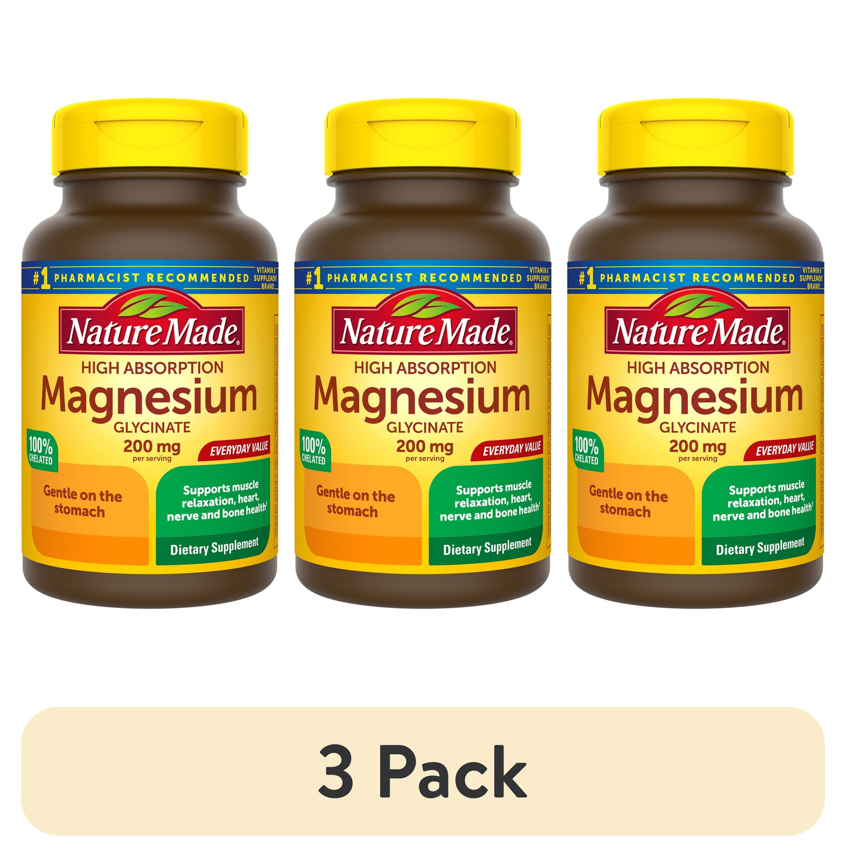 (3 pack) Nature Made Magnesium Glycinate 200 mg per Serving Capsules, Dietary Supplement, 70 Count