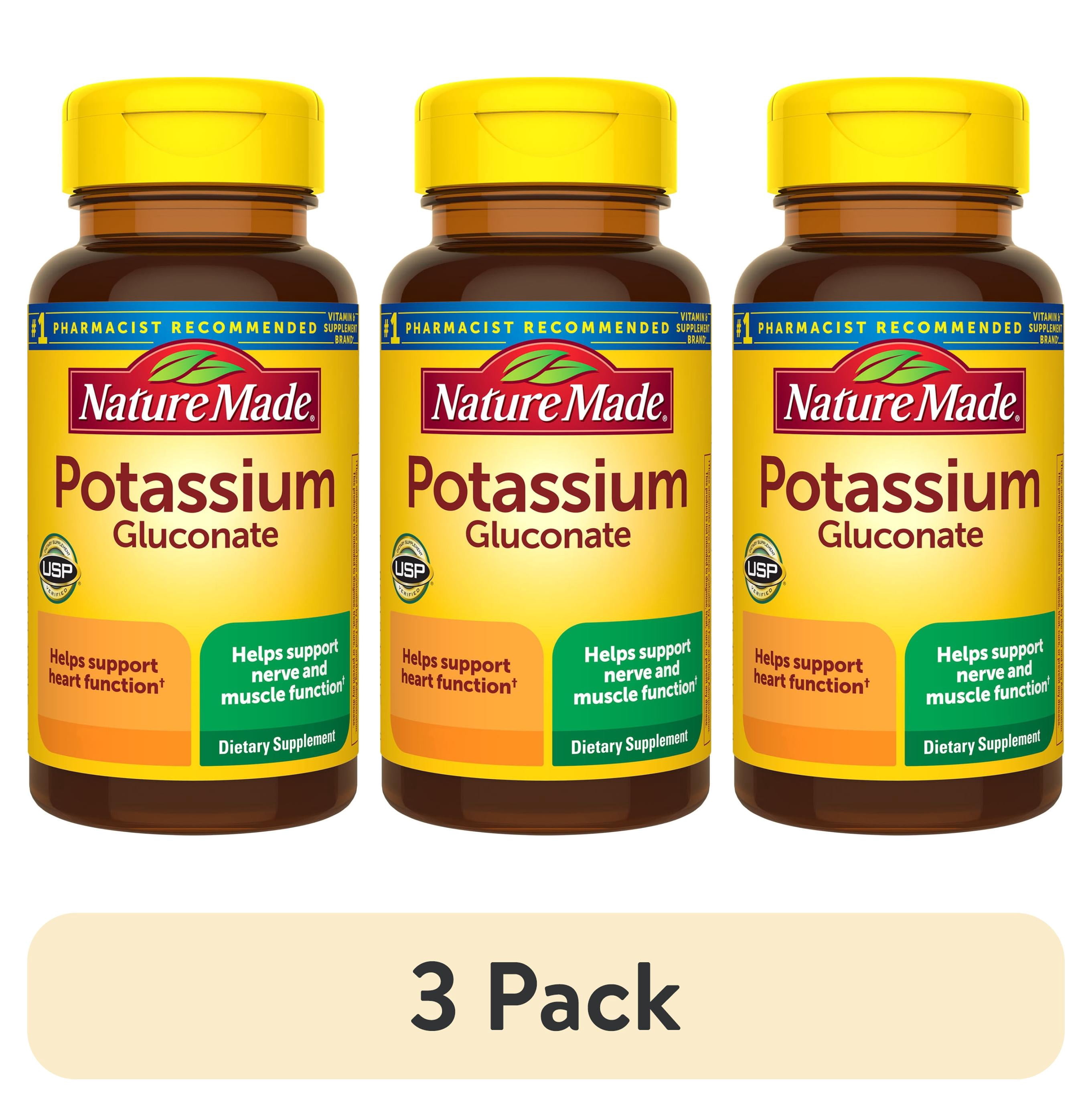 (3 pack) Nature Made Potassium Gluconate 550 mg Tablets, Dietary Supplement, 100 Count