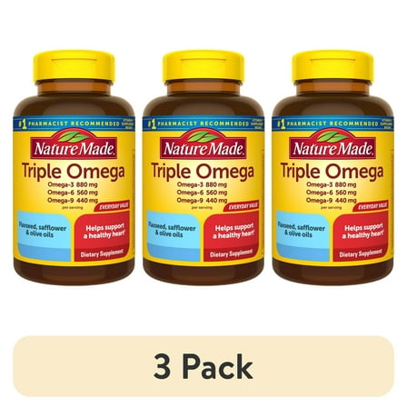 (3 pack) Nature Made Triple Omega 369 Softgels, Dietary Supplement, 74 Count