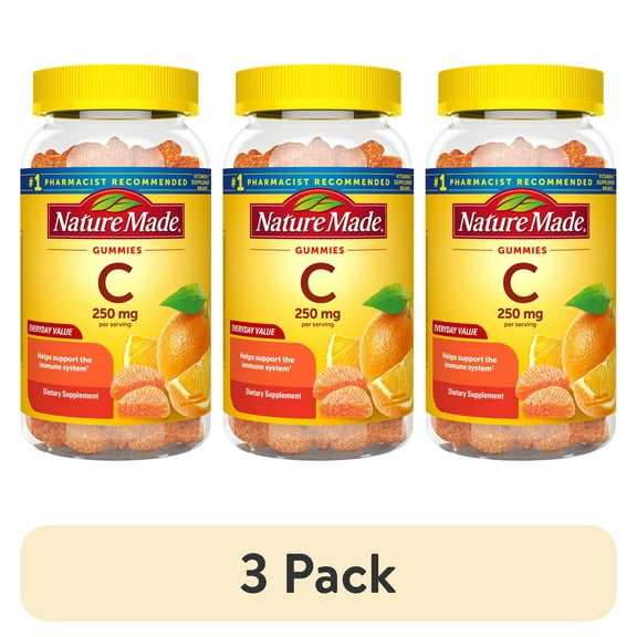 (3 pack) Nature Made Vitamin C 250 mg Per Serving Gummies, Dietary Supplement, 120 Count