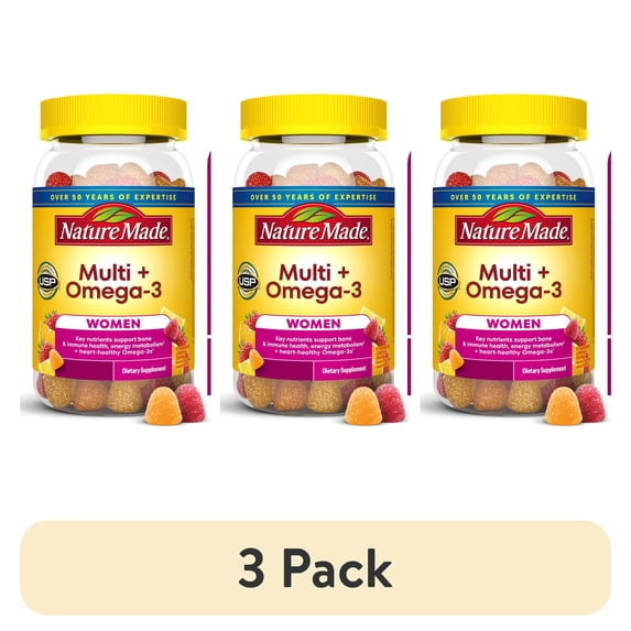 (3 pack) Nature Made Womens Multivitamin + Omega-3 Gummies for Daily Nutritional Support, 80 Count
