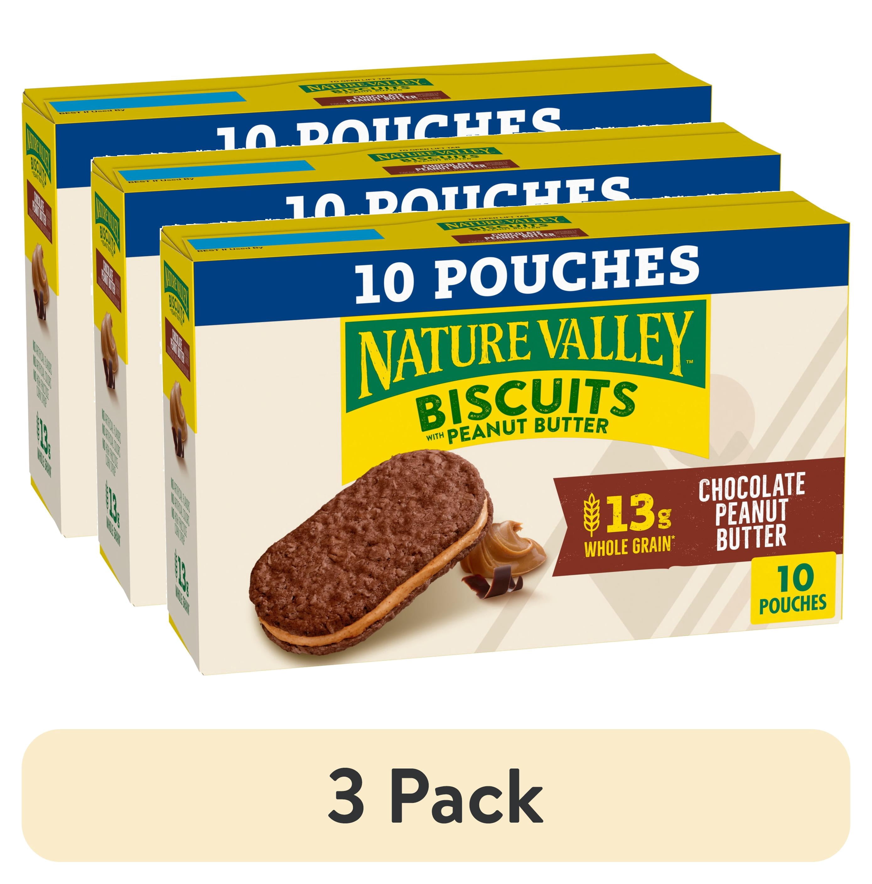 (3 pack) Nature Valley Biscuit Sandwiches, Chocolate Peanut Butter, Snack Bars, 10 Bars, 13.5 oz