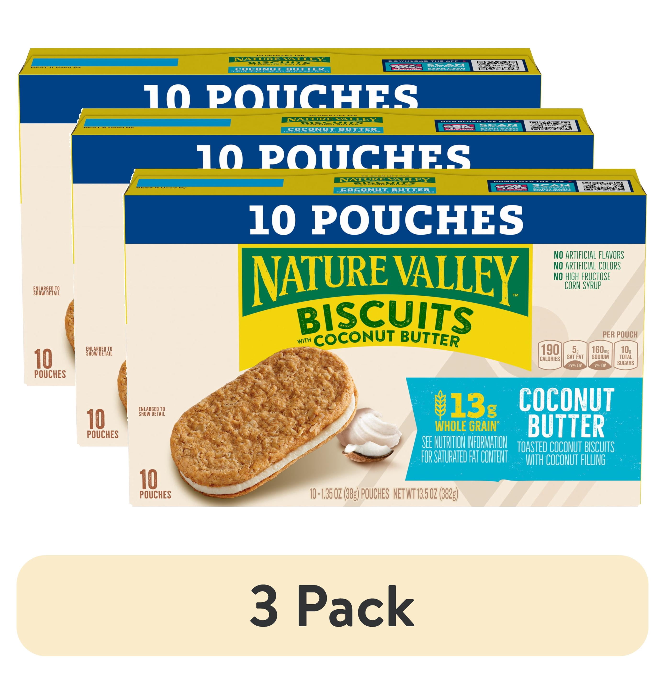 (3 pack) Nature Valley Biscuit Sandwiches, Coconut Butter, Snack Bars, 10 Bars, 13.5 oz