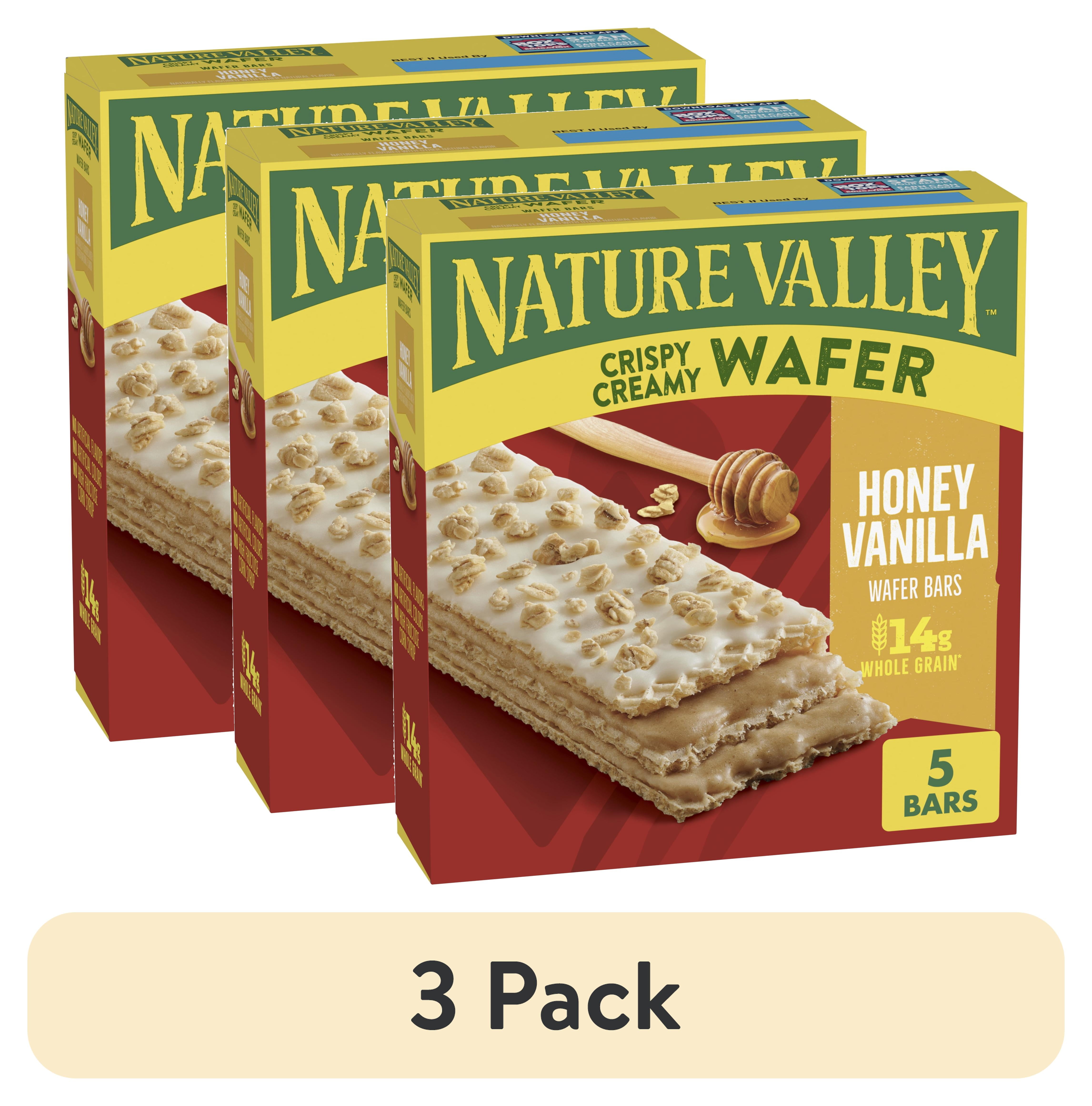 (3 pack) Nature Valley Crispy Creamy Wafer Bars, Honey Vanilla Flavored Snacks, 5 Bars, 6.5 oz