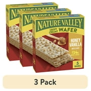 (3 pack) Nature Valley Crispy Creamy Wafer Bars, Honey Vanilla Flavored Snacks, 5 Bars, 6.5 oz