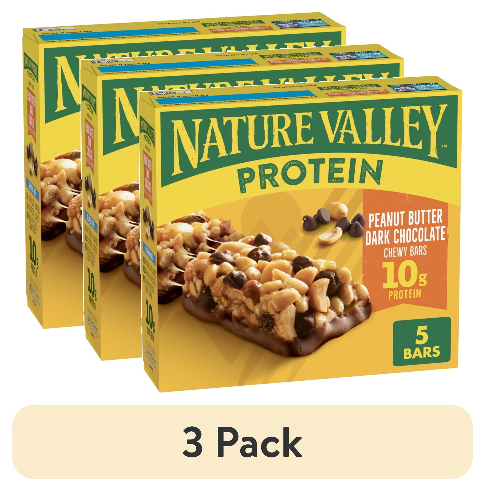 (3 pack) Nature Valley Protein Chewy Snack Bars, Peanut Butter Dark Chocolate, 5 Bars, 7.1 oz