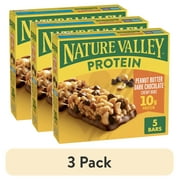 (3 pack) Nature Valley Protein Granola Bars, Peanut Butter Dark Chocolate, 5 Bars, 7.1 oz