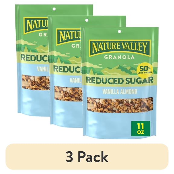 (3 pack) Nature Valley Reduced Sugar Vanilla Almond Granola Pouch, 11 oz