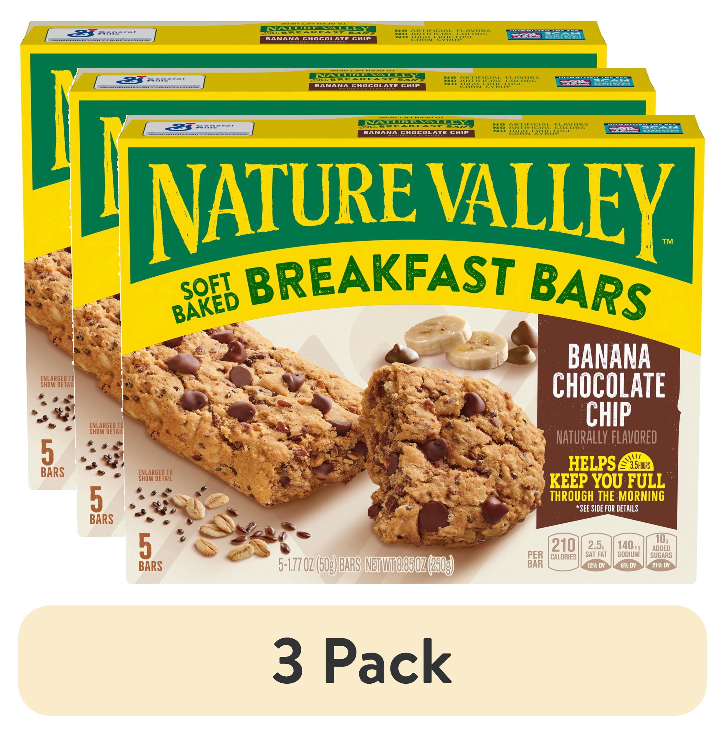 (3 pack) Nature Valley Banana Chocolate Chip Soft Baked Breakfast Bars (5 Bars)