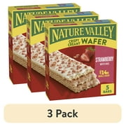 (3 pack) Nature Valley Strawberry Crispy Creamy Wafer Bars, Made with Whole Grain, 5 Bars, 6.5 oz