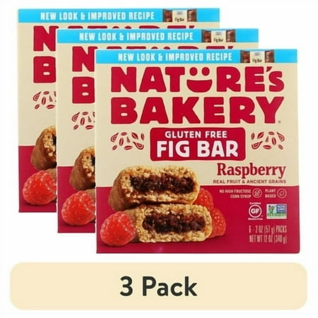 (3 pack) Nature's Bakery Gluten Free Raspberry Fig Bars in Twin Pack Box, 2 oz Each, 6 packs
