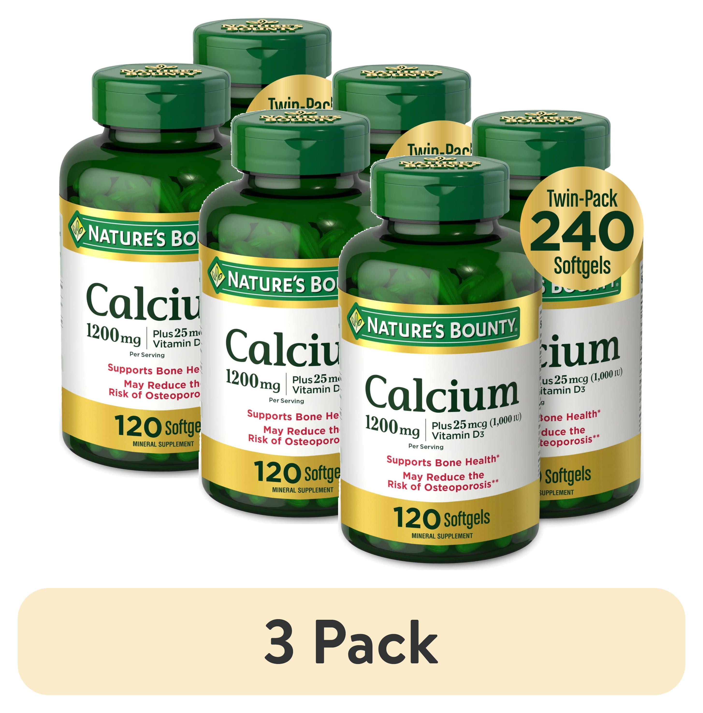(3 pack) Nature’s Bounty Calcium Supplement + 1000 IU Vitamin D3, 120 Ct (2-Pack)