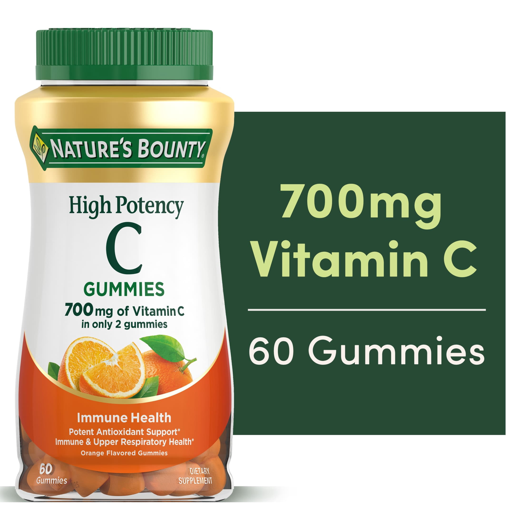 (3 pack) Nature's Bounty High Potency Vitamin C Antioxidant Gummies for Immune Support, 700 Mg, 60 Count