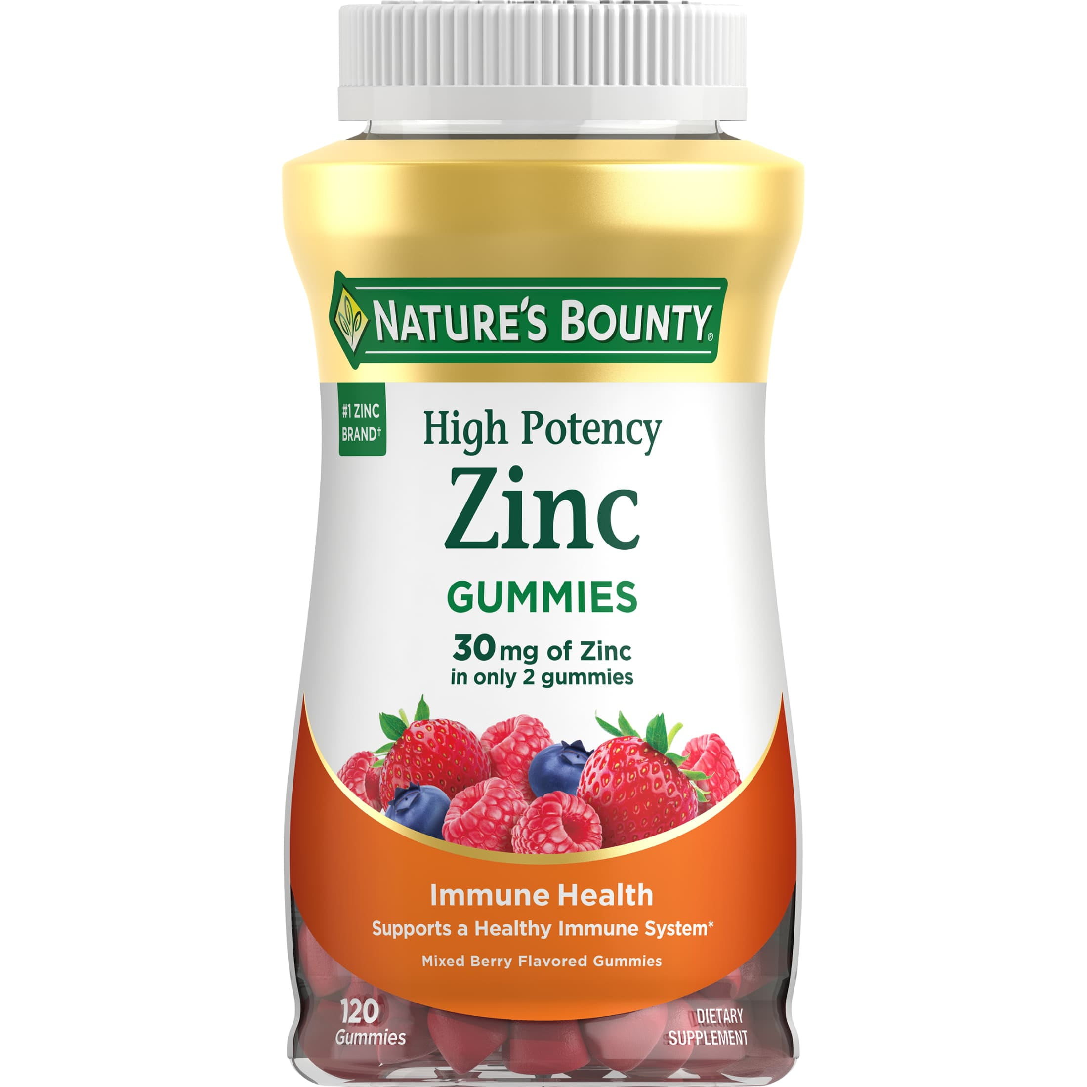 (3 pack) Nature’s Bounty Zinc Supplement, Immune Support Gummies, 30mg, 120 Ct