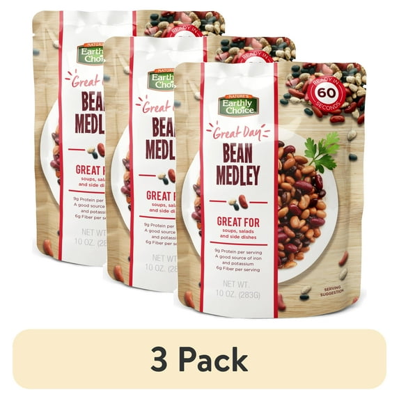 (3 pack) Nature's Earthly Choice Healthy Delicious 3 Bean Medley bag gluten free, 10 oz