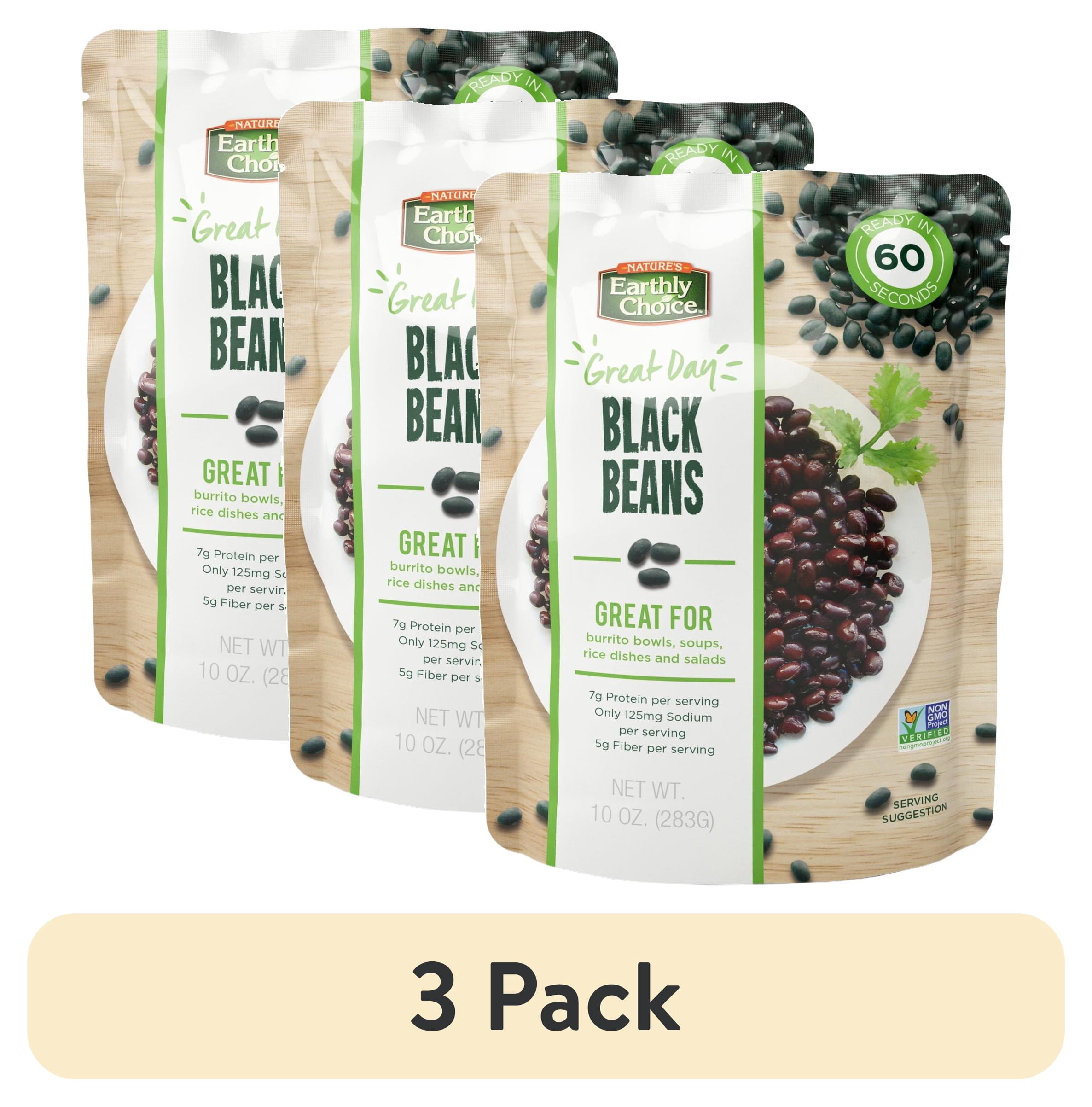 (3 pack) Nature's Earthly Choice Healthy Delicious Good Day Black Beans Bag Gluten Free, 10oz
