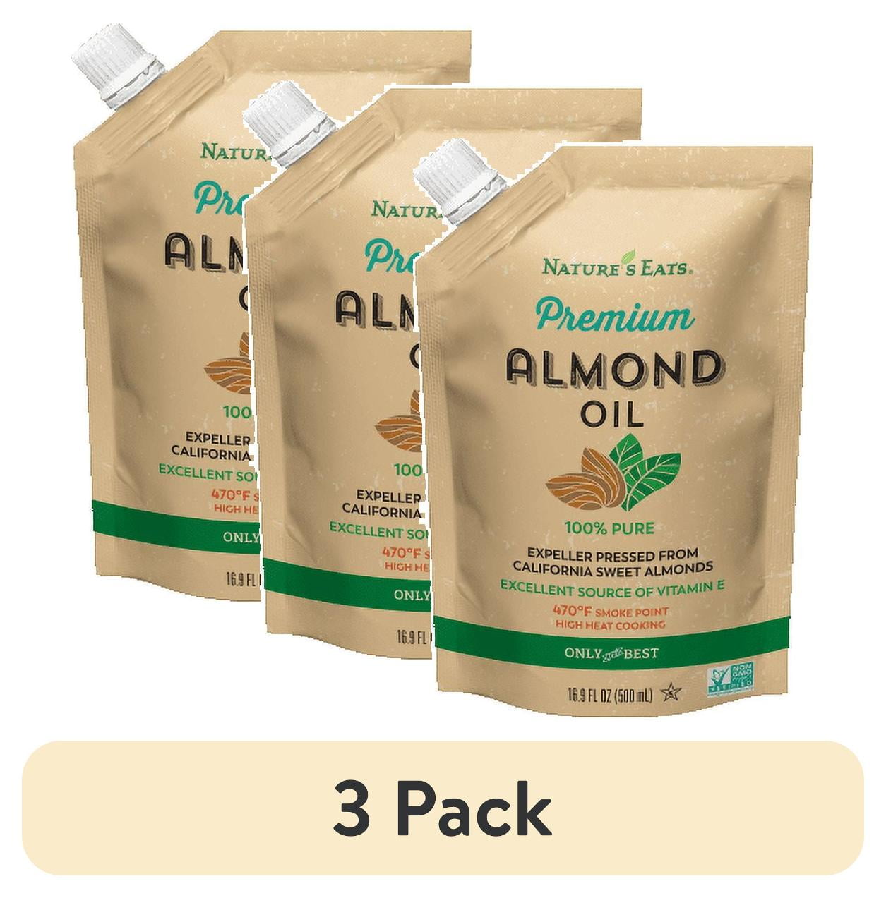 (3 pack) Nature’s Eats 100% Pure Almond Oil – High Smoke Point, Non-GMO ...