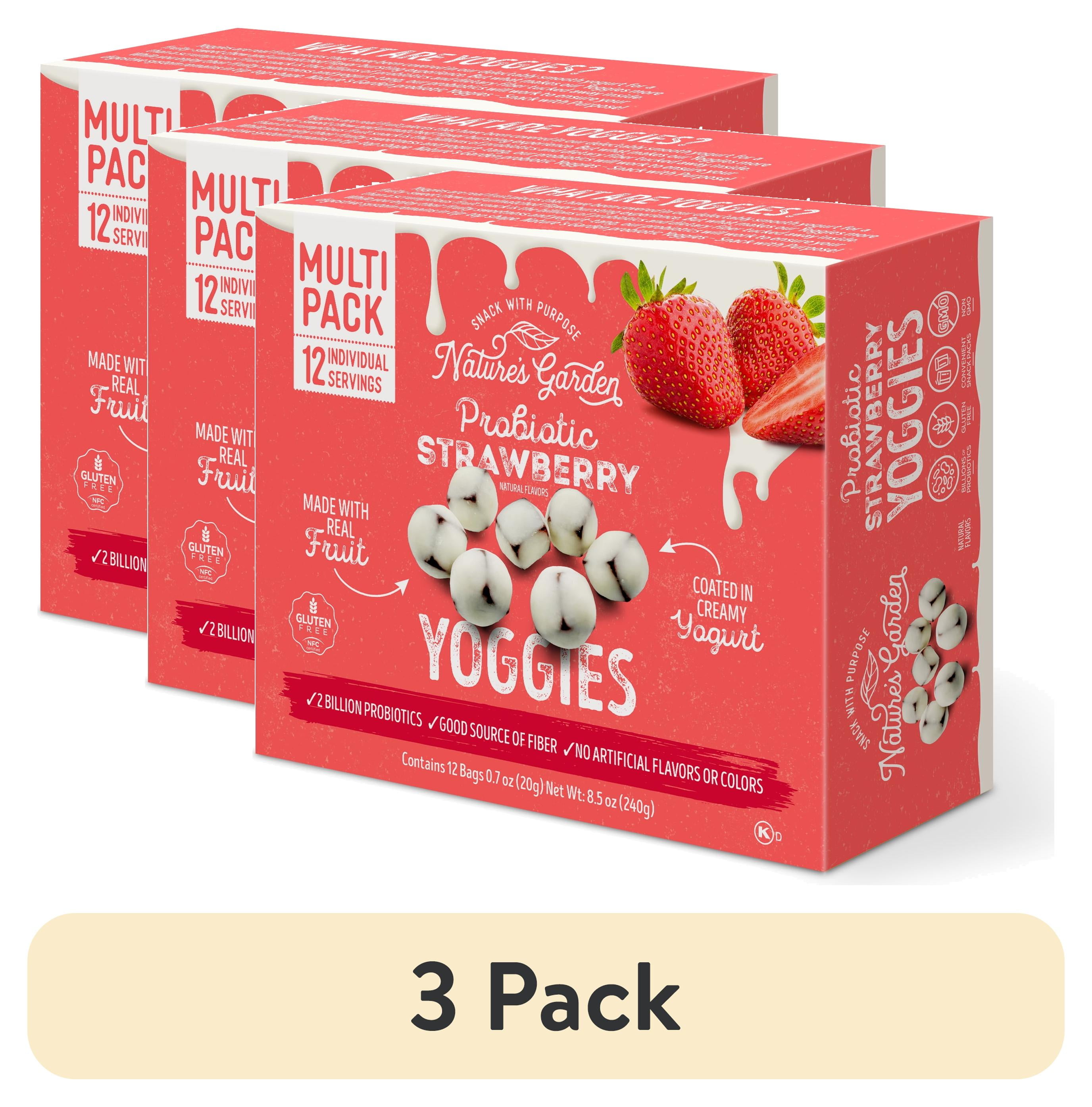 3 pack) Nature's Garden, Probiotic Strawberry Yoggies, Gluten