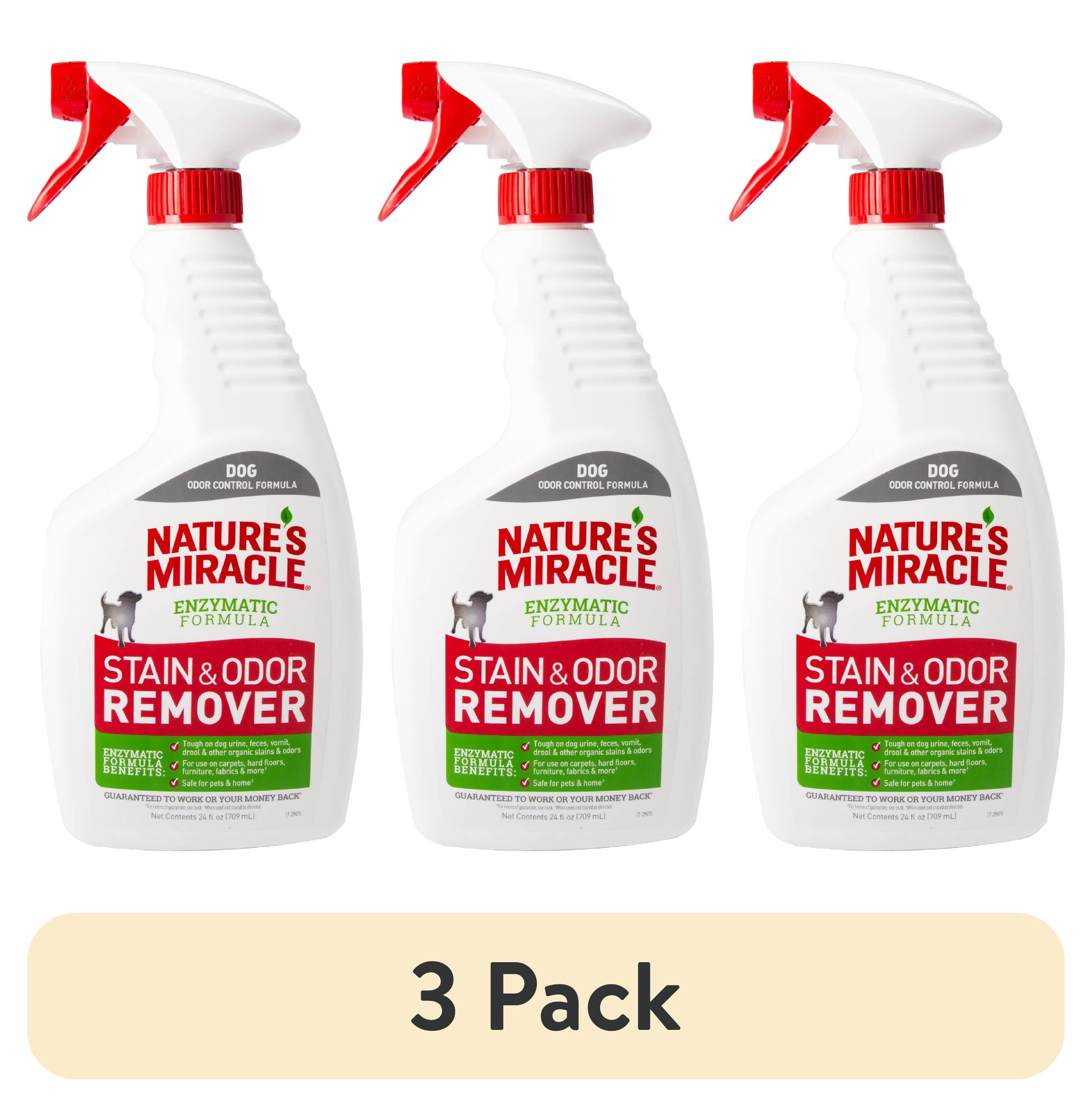 (3 pack) Nature's Miracle Dog Stain and Odor Remover for Carpet, Hard Floors, Fabric and Furniture, 24 fl oz.