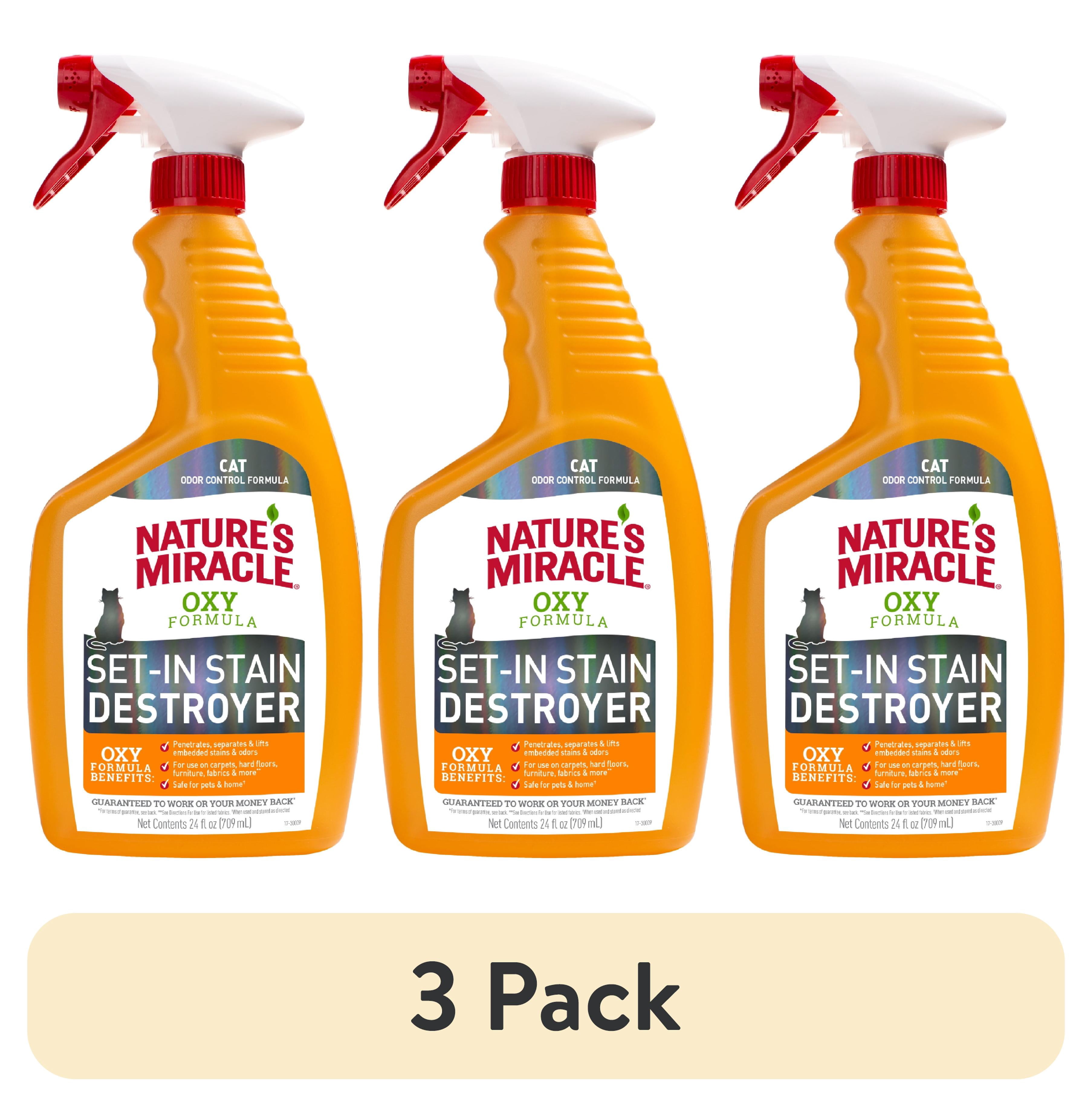 (3 pack) Nature’s Miracle Oxy Formula Set-In Stain Destroyer for Cats, Orange Scent, 24 oz