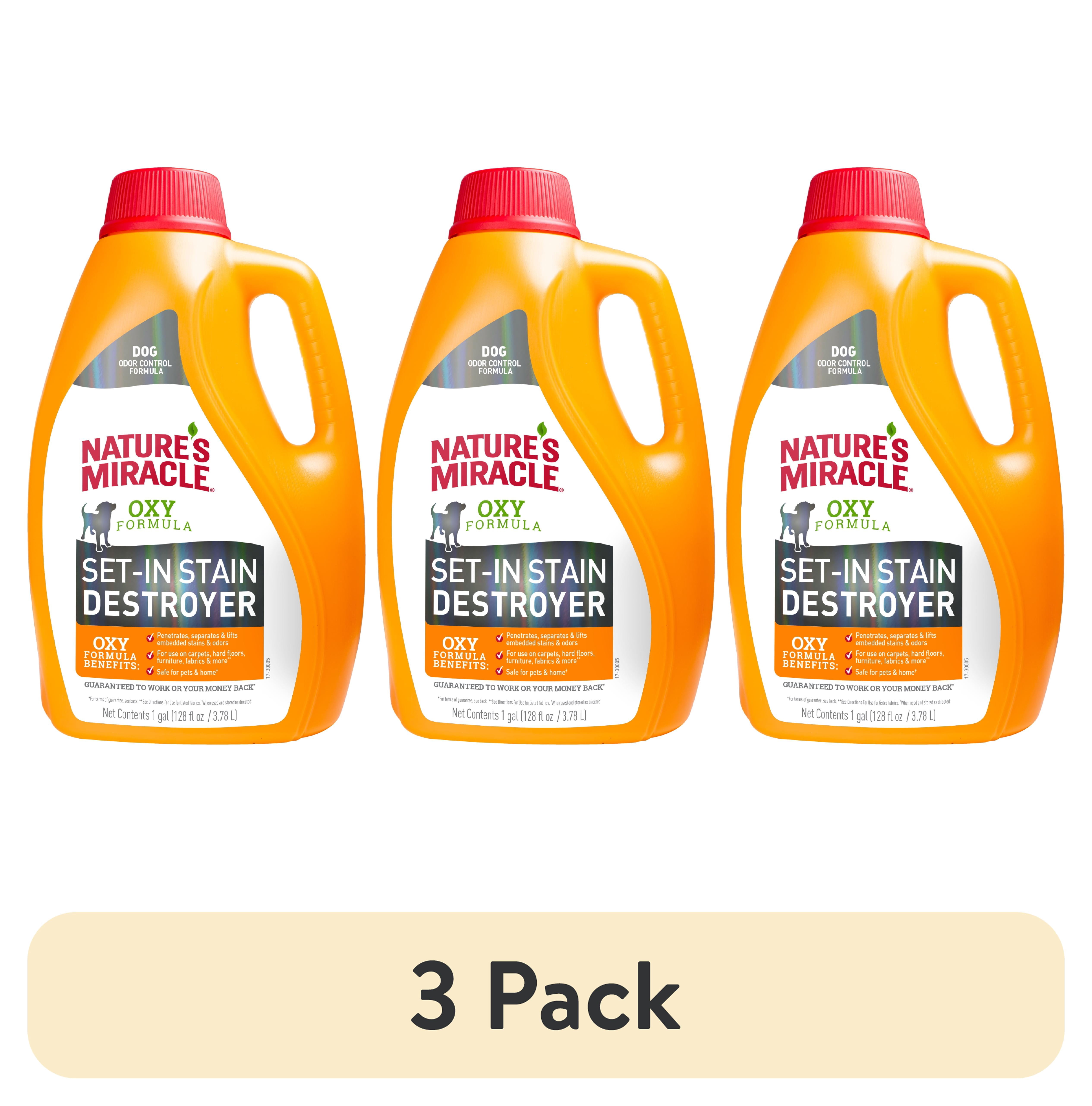 (3 pack) Nature’s Miracle Oxy Formula Set-In Stain Destroyer for Dogs, Orange Scent, 1 gal