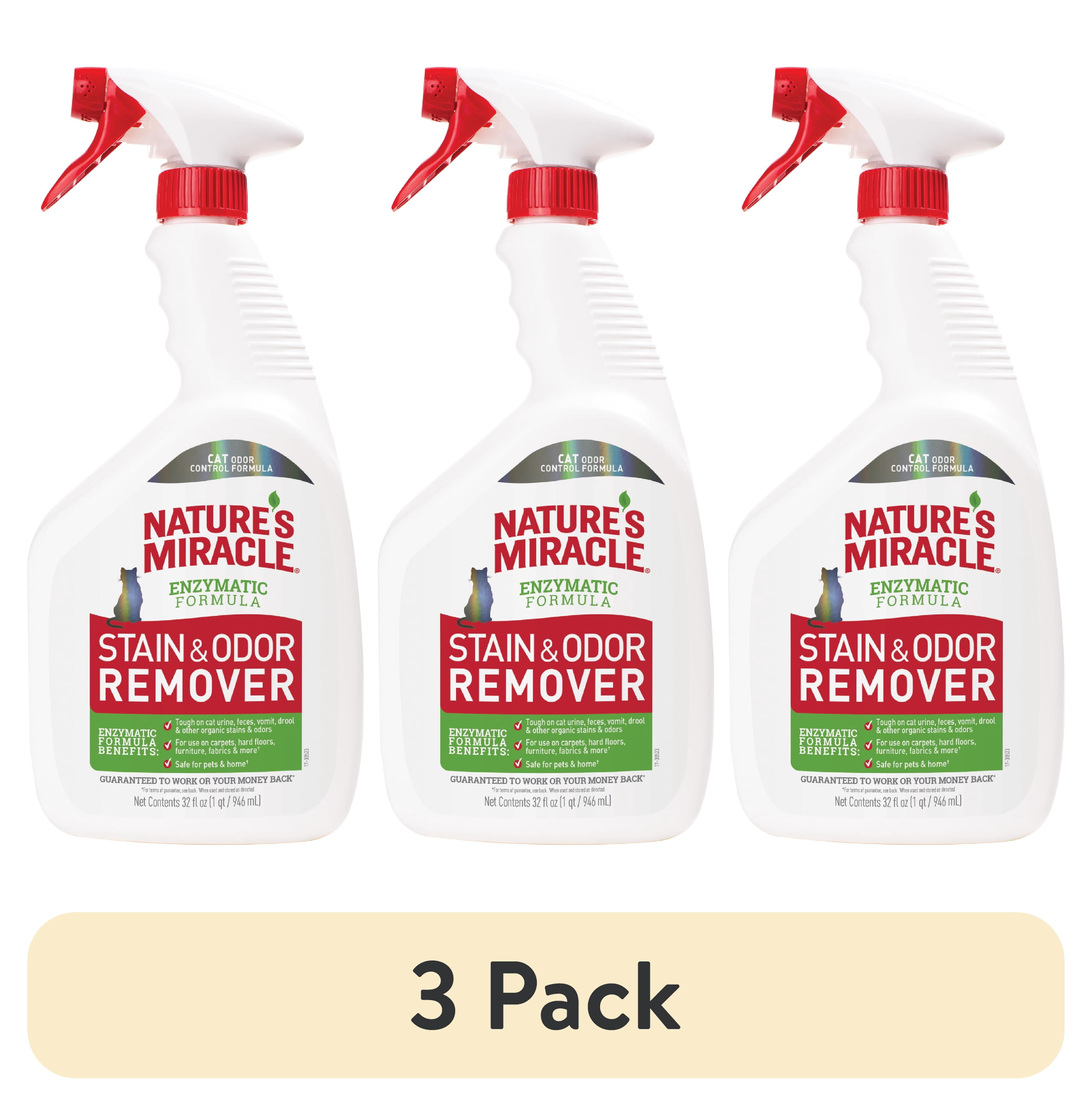 (3 pack) Nature’s Miracle Stain and Odor Remover for Cats, Odor Control Formula, Spray, 32 oz