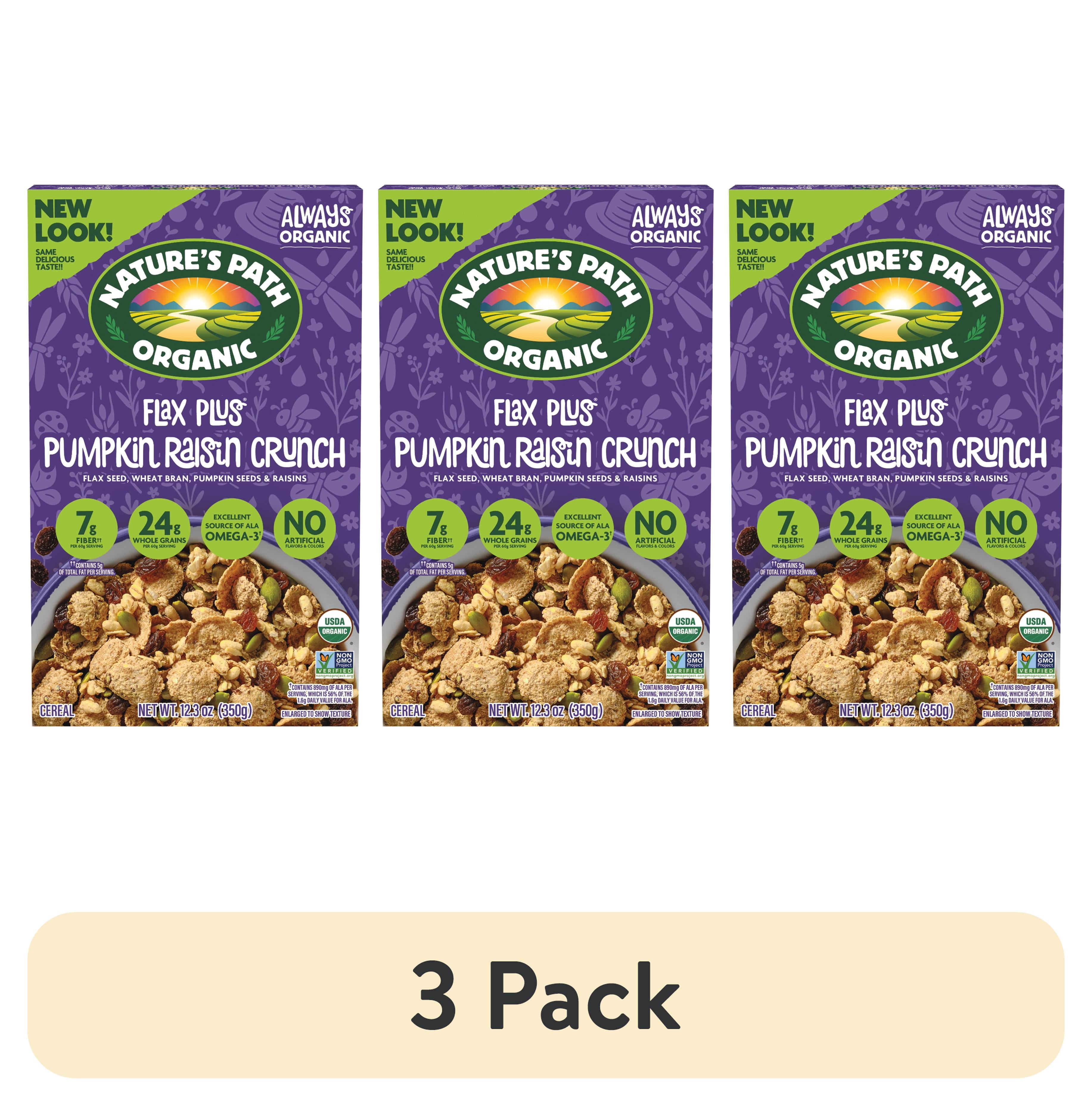 (3 pack) Nature's Path Organic Breakfast Cereal, Flax Plus Pumpkin Raisin Crunch, 12.3oz Box